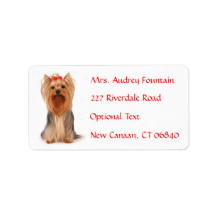 Yorkshire Terrier Puppy Naam Adres Mailing Label