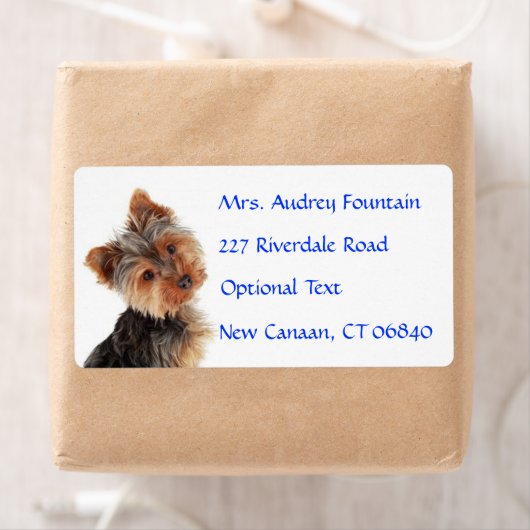 Yorkshire Terrier Puppy Naam Adres Mailing Label (Insitu)