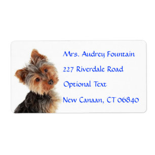 Yorkshire Terrier Puppy Naam Adres Mailing Label