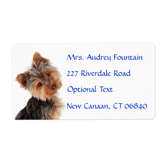 Yorkshire Terrier Puppy Naam Adres Mailing Label (Voorkant)