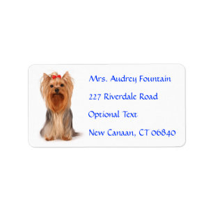 Yorkshire Terrier Puppy Naam Adres Mailing Label
