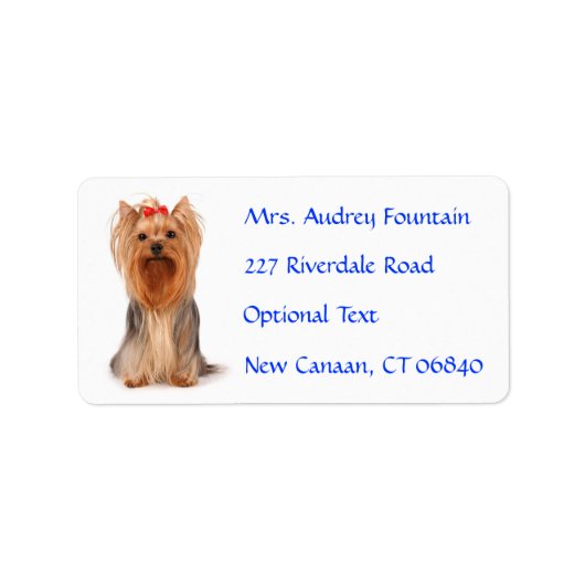Yorkshire Terrier Puppy Naam Adres Mailing Label (Voorkant)