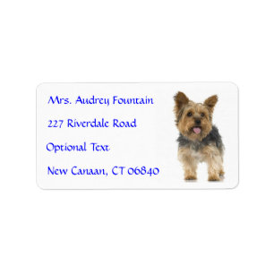 Yorkshire Terrier Puppy Naam Adres Mailing Label