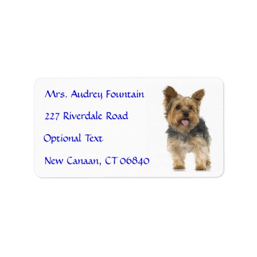 Yorkshire Terrier Puppy Naam Adres Mailing Label (Voorkant)