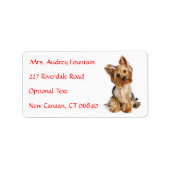 Yorkshire Terrier Puppy Naam Adres Mailing Label (Voorkant)
