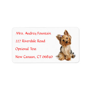 Yorkshire Terrier Puppy Naam Adres Mailing Label