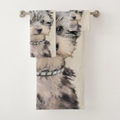 Yorkshire Terrier Puppy Painting Original Dog Art Bad Handdoek (Insitu)