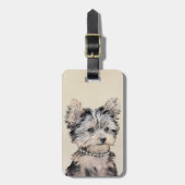 Yorkshire Terrier Puppy Painting Original Dog Art Bagagelabel (Voorkant verticaal)