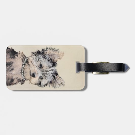 Yorkshire Terrier Puppy Painting Original Dog Art Bagagelabel (Achterkant horizontaal)