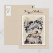 Yorkshire Terrier Puppy Painting Original Dog Art Briefkaart (Voorkant / Achterkant)