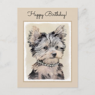 Yorkshire Terrier Puppy Painting Original Dog Art Briefkaart