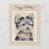 Yorkshire Terrier Puppy Painting Original Dog Art Briefkaart (Voorkant)