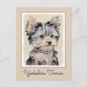 Yorkshire Terrier Puppy Painting Original Dog Art Briefkaart