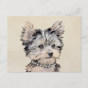 Yorkshire Terrier Puppy Painting Original Dog Art Briefkaart