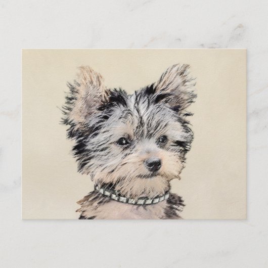 Yorkshire Terrier Puppy Painting Original Dog Art Briefkaart (Voorkant)