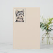 Yorkshire Terrier Puppy Painting Original Dog Art Briefpapier (Staand voorkant)