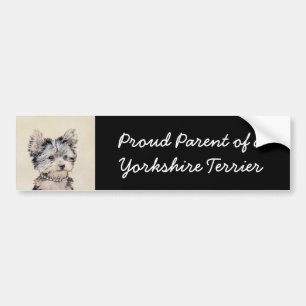 Yorkshire Terrier Puppy Painting Original Dog Art Bumpersticker