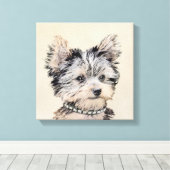 Yorkshire Terrier Puppy Painting Original Dog Art Canvas Afdruk (Insitu (Houten vloer))
