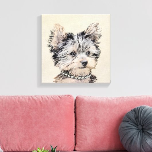 Yorkshire Terrier Puppy Painting Original Dog Art Canvas Afdruk (Insitu (Woonkamer))