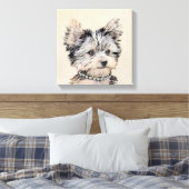 Yorkshire Terrier Puppy Painting Original Dog Art Canvas Afdruk (Insitu (Slaapkamer))