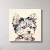Yorkshire Terrier Puppy Painting Original Dog Art Canvas Afdruk (Voorkant)