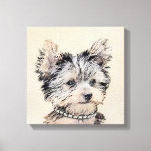 Yorkshire Terrier Puppy Painting Original Dog Art Canvas Afdruk