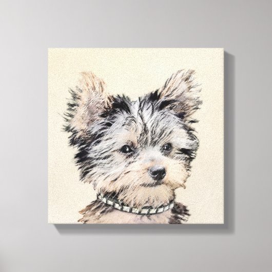 Yorkshire Terrier Puppy Painting Original Dog Art Canvas Afdruk (Voorkant)