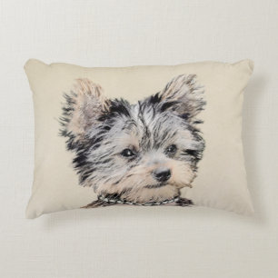 Yorkshire Terrier Puppy Painting Original Dog Art Decoratief Kussen