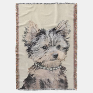 Yorkshire Terrier Puppy Painting Original Dog Art Deken