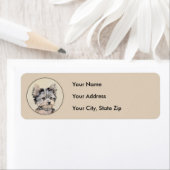 Yorkshire Terrier Puppy Painting Original Dog Art Etiket (Insitu)