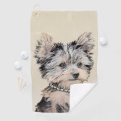 Yorkshire Terrier Puppy Painting Original Dog Art Golfhanddoek (Insitu)