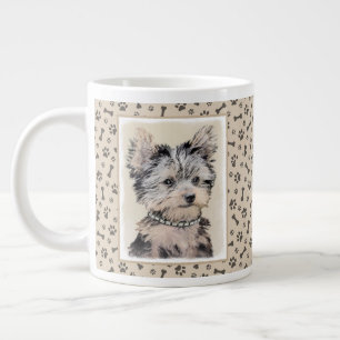 Yorkshire Terrier Puppy Painting Original Dog Art Grote Koffiekop