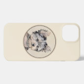 Yorkshire Terrier Puppy Painting Original Dog Art iPhone Hoesje (Achterkant horizontaal)