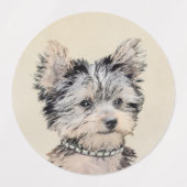 Yorkshire Terrier Puppy Painting Original Dog Art Labels (Design 2)