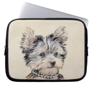 Yorkshire Terrier Puppy Painting Original Dog Art Laptop Sleeve