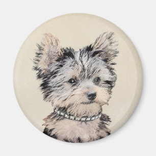 Yorkshire Terrier Puppy Painting Original Dog Art Magneet