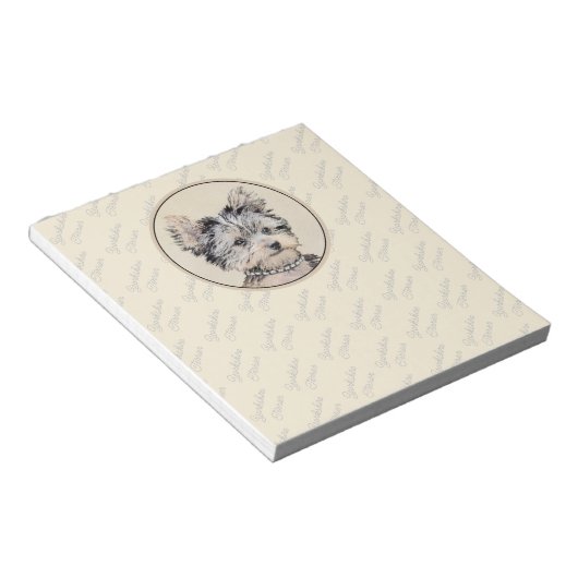 Yorkshire Terrier Puppy Painting Original Dog Art Notitieblok (Schuin)