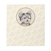 Yorkshire Terrier Puppy Painting Original Dog Art Notitieblok (Voorkant)