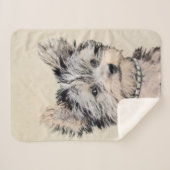 Yorkshire Terrier Puppy Painting Original Dog Art Sherpa Deken (Voorkant (horizontaal))