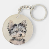 Yorkshire Terrier Puppy Painting Original Dog Art Sleutelhanger (Achterkant)