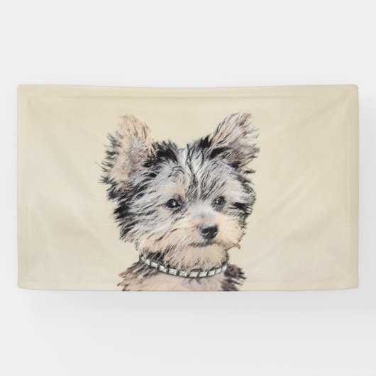 Yorkshire Terrier Puppy Painting Original Dog Art Spandoek (Horizontaal)
