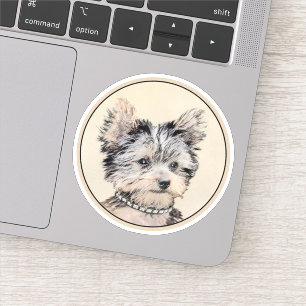 Yorkshire Terrier Puppy Painting Original Dog Art Sticker