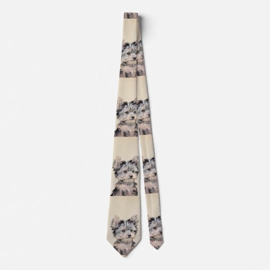 Yorkshire Terrier Puppy Painting Original Dog Art Stropdas (Voorkant)