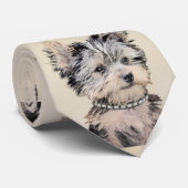 Yorkshire Terrier Puppy Painting Original Dog Art Stropdas (Opgerold)
