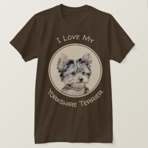 Yorkshire Terrier Puppy Painting Original Dog Art T-shirt