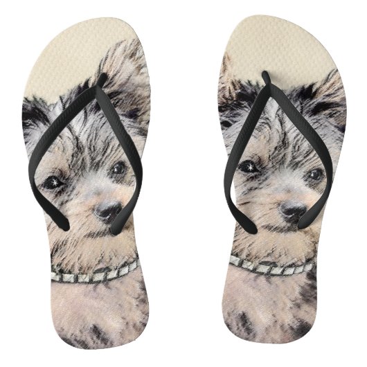 Yorkshire Terrier Puppy Painting Original Dog Art Teenslippers (Voetbed)