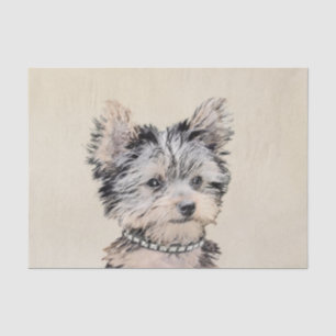 Yorkshire Terrier Puppy Painting Original Dog Art Tissuepapier