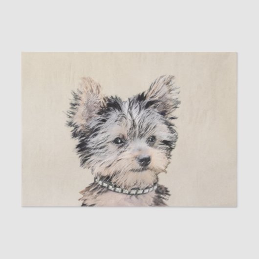 Yorkshire Terrier Puppy Painting Original Dog Art Tissuepapier (Voorkant)