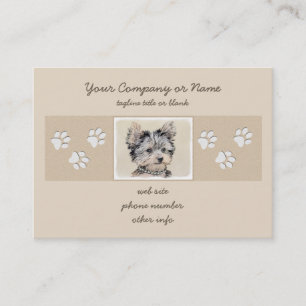 Yorkshire Terrier Puppy Painting Original Dog Art Visitekaartje