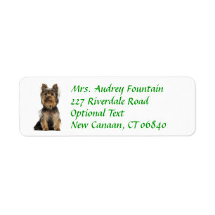 Yorkshire Terrier Puppy Retouradres Label